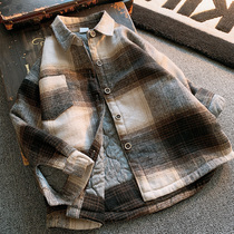 Boy shirt 2022 Spring and Autumn New Child Clothing Clothes Shirt Children thickened one - fleece Boy coat