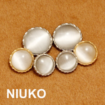 NIUKO premium glossy metal custom coat buttons Gold silver buttons Elegant womens accessories buttons