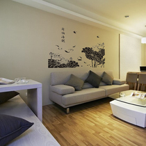 Water moon mirror flower lotus pond Qingyue creative Chinese wind lotus background wall sticker painting bedroom sticker decorative wall sticker