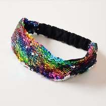 hiphop hip-hop headgear headgear girl Street dance hip hop show sequin hair hoop children jazz dance hair band headscarf