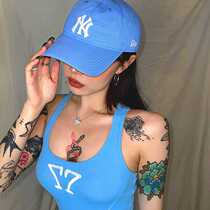 SMFK official straight hair NY sky blue cotton quality NEWERA baseball cap male and female duck tongue hat hat sunhat
