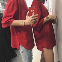 Couple dress summer T-shirt niche design sense loose Super fire cec short sleeve men trend handsome trendy men Net red ins