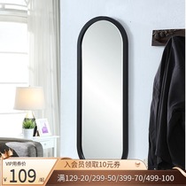 Hot selling European-style fashion minimalist wooden frame full body hanging living-room bedroom home decor with wall fitting mirror