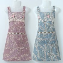 Womens cotton and linen apron fashion cute kitchen net celebrity cooking adult household princess waist work overalls