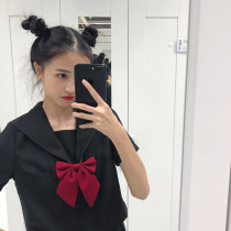Japanese jk uniform black non-class uniform school uniform Sailor suit Female soft girl basic short sleeve pleated skirt suit cos