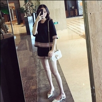 sandro bassa Xiaoxiang Wind Fashion easing Aging Suit Hostess Summer 2021 New slim knit two-piece set