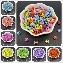 200pcs Lot 7mm Oval Shape Acrylic Spaced Beads Smile-Emoji