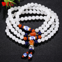 Xinjiang and Tian sheep fat jade Multi-circle bracelet natural jade handmade grinding