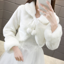 Bride wedding dress shawl winter wedding dress small coat bridesmaid dress women go out thick warm artifact outside winter