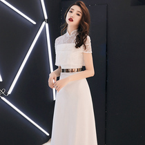 Evening dress female white summer light luxury niche high-end banquet temperament noble lady dress can usually wear white
