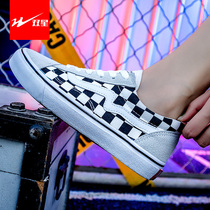 Double star canvas shoes womens low-top plaid shoes tide shoes 2021 spring new Korean mens shoes autumn casual board shoes