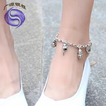 925 pure silver foot chain male and female Japan-ROK version Fashion Mori Retro Thai silver personality 100 hitch chaecat pendant foot chain