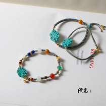 Streamer home Hubei turquoise bucket beads accessories porcelain pine bracelet necklace hand rope blue turquoise can be out of the country