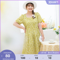 (clear cabin RMB100 ) plus size womens dress summer dress style low chest square neck bubble sleevy full cotton one-piece dress