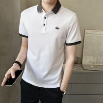 Short sleeve T-shirt men polo shirts men light luxury tide shirt knitted high-end embroidery summer leads