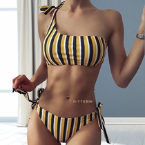 Tube top split bikini swimsuit women bandeau split bikini swimsuit Europe and the United States