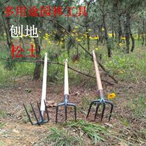 Iron rake agricultural tools Three-tooth four-tooth rake steel rake grab Hook nail rake loosening soil rake garden rake