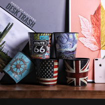 Retro desktop trumpet trash can Creative Nordic mini home living room bedroom cute table pull bucket