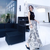European and American high waist thin animal printing big ankle skirt umbrella skirt ins Super Fire a-shaped skirt summer