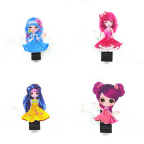 Korean childrens hair jewelry baby cloth safety hairclip edge clip little girl cartoon princess banghai clip hairpin