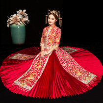 Dragon and phoenix coat bride 2021 new Chinese wedding dress Wedding dress ancient wedding dress Chinese style Xiuhe dress summer