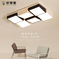 LED ceiling lamp black and white square iron art living room lighting conference room study personality creative simple lamps