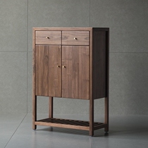  North American black walnut shoe cabinet Nordic modern simple multi-function household integrated living room door custom entrance cabinet