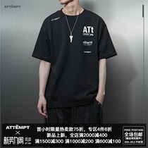  ATTEMPT Fixed product ATt LOGO Tee Gradient geometric printing Loose off-the-shoulder short-sleeved T-shirt