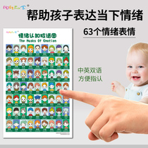 Positive Emotional Cognition Facemes Young Children 63 Expression Management Chinese and English Correctional Emotional Correspondence Wall Graphic Poster