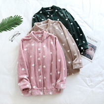 Single piece blouse autumn winter coral suede pyjamas woman thickened and velvety winter style home Residence Flannel Warm Spring Autumn