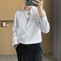 Fall Pituitary Shirt Male long sleeve casual Korean version Trend handsome with light ripened wind Mens new student white shirt