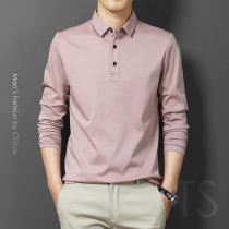 Rich Guido Silk Light Cotton Mens turn Long sleeves T-shirt Spring autumn style Pure cotton blouse Bottoms Jersey Casual Polo Jersey Man