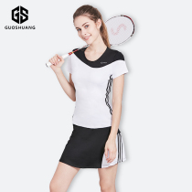  Badminton suit womens suit anti-light top short skirt 2021 new short-sleeved sports T-shirt tennis suit quick-drying