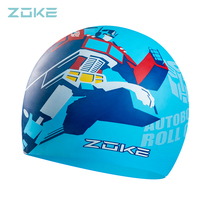 zoke High elastic silicone non-le head comfortable non-slip silicone swimming cap printed cute boy swimming training swimming cap