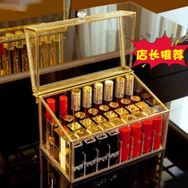 Light luxury red collection box household desktop dust-proof lip glaze multiple packing lipstick cosmetics collection box