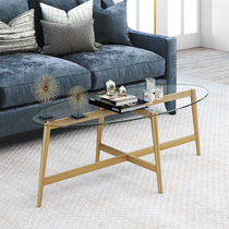 Nordic oval simple tempered glass coffee table Rectangular living room ins wind net red creative Wrought iron light luxury coffee table