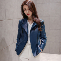 Fanxiang Korean version of the leather womens short slim 2021 spring and Autumn motorcycle leather sheepskin leather jacket small leather jacket