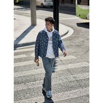 Furnace Autumn New American fashion wash heart print denim jacket mens loose lapel overcoat