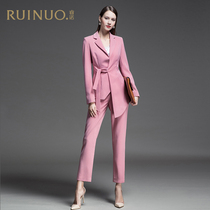 Pink professional suit Female dignified formal dress High-end fashion broadcast suit temperament goddess fan host overalls