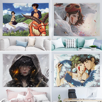 Japanese hanging cloth ins background cloth Hayao Miyazaki cartoon anime Ghost Princess bedroom bedside decorative wall cloth tapestry