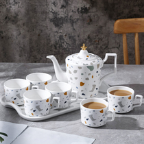 Nordic ceramic stone tea cup cup set High temperature household simple coffee cup cold water kettle living room gift