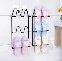 Shoe rack Simple door hanging toilet slipper rack Bathroom door Rear triangle iron frame hanging wall Indoor hanging paste type