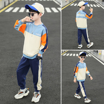 Boys autumn suit 2021 new childrens clothing handsome foreign atmosphere childrens clothing two-piece Sports Korean version of the tide