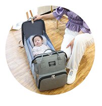 Mommy bag new multifunctional mother and baby backpack with crib waterproof nylon cloth large capacity fashion mom bag