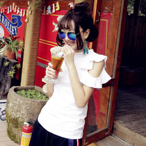 European Standing Womens Fashion European Goods Tide Ocean Fashion New Women 2022 Spring Autumn White Fashion Short Sleeve T-Shirt Woman Blouse