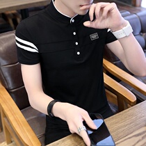 2020 Summer new short sleeve T-shirt men Korean slim stand collar small shirt mens fashion handsome half sleeve clothes