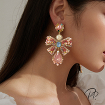 PP Ornament Rework Baroque Butterfly Knot Earrings Female Light Lavish Superior Ear Accessories Delicate Retro Ear Pendant