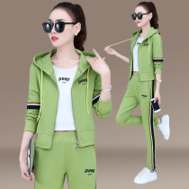 BBQ sportswear suit womens spring and autumn 2020 new fashion printing loose running casual three-piece Western style