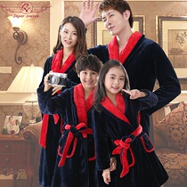 Nightgown women winter extended padded flannel parent-child pajamas warm winter couple winter coral velvet men bathrobe