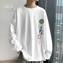 2020 autumn pure cotton Port wind versatile long-sleeved T-shirt boys Korean version of the trend T-shirt ins loose casual top men